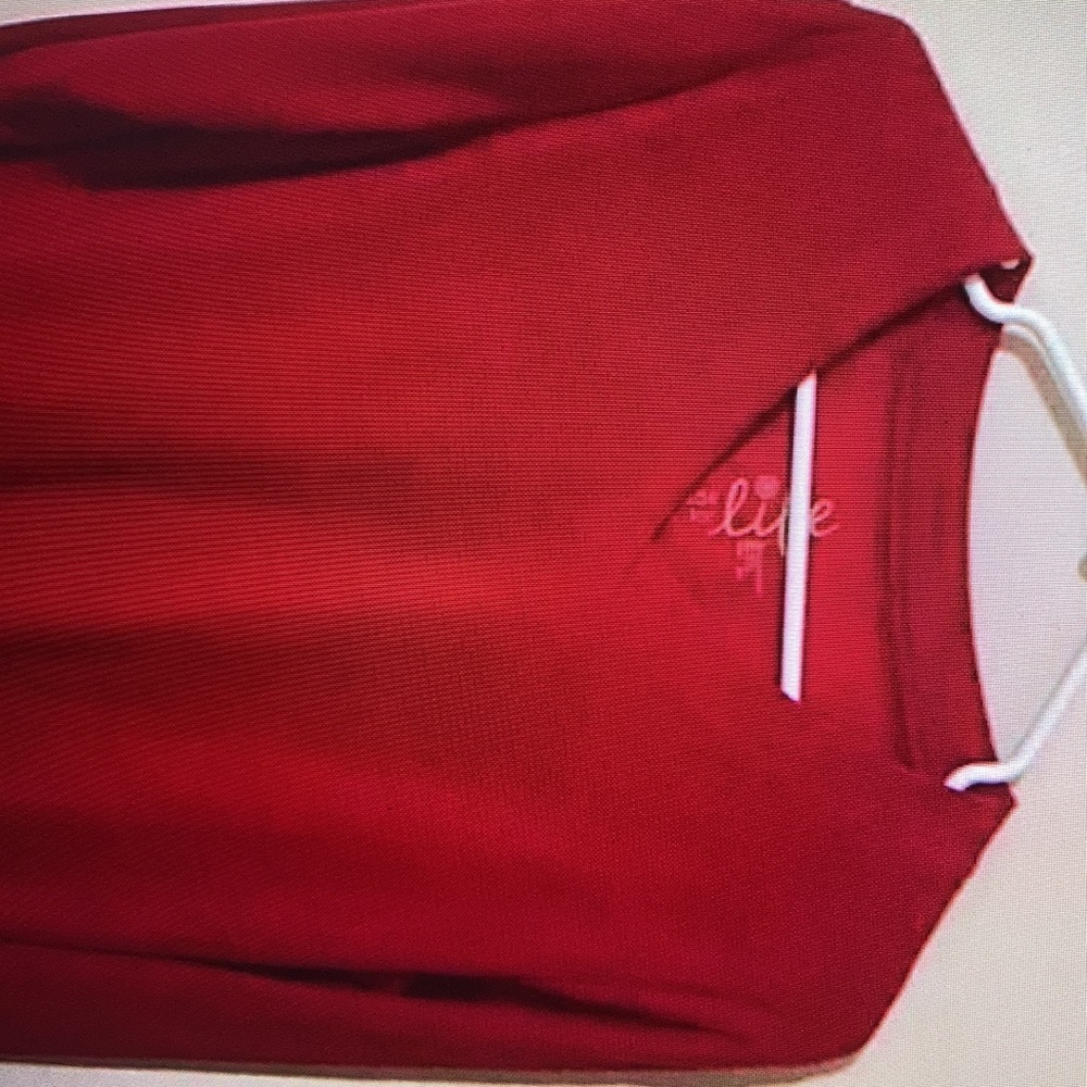 Red casual V-neck sweater